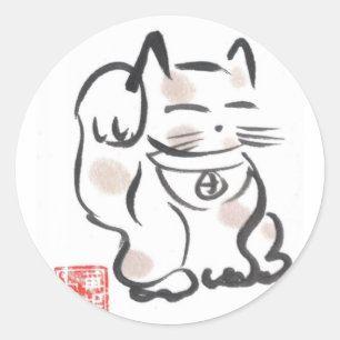 Sticker Rond Feuille d'autocollant Lucky Cat