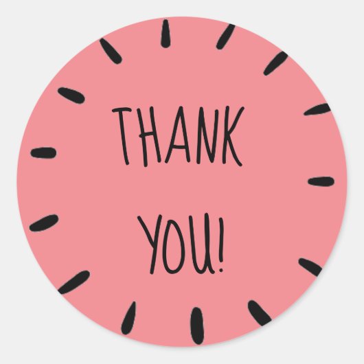 Sticker Rond Feuille d'autocollant "Merci" rose pâle (Devant)