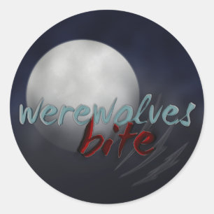 Sticker Rond Feuille d'autocollant "Werewolves Bite"