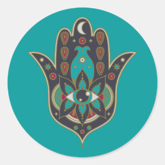 Sticker Rond Feuille d'autocollants Boho Evil & Hamsa