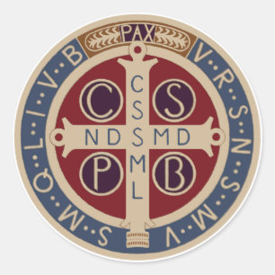 Sticker Rond Feuille d'autocollants de médaille de St Benoît