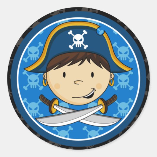 Sticker Rond Feuille d'autocollants du capitaine de pirate (Devant)