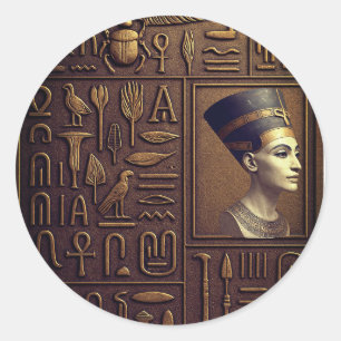 Sticker Rond Feuille d'autocollants Nefertiti Hieroglyph