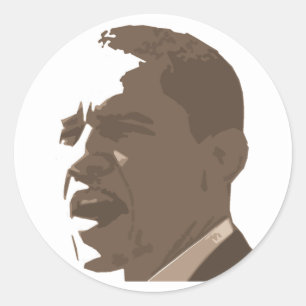Sticker Rond Feuille d'autocollants Obama Sepia Tone Portrait