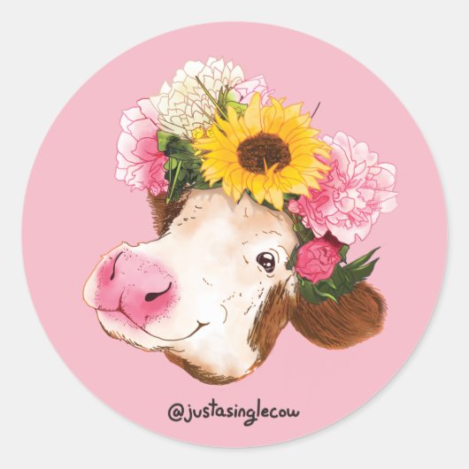 Sticker Rond Feuille d'autocollants Queen bovine (Devant)
