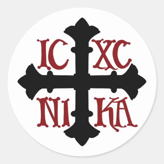 Sticker Rond Feuille d'autocollants ronds ICXC NIKA (Devant)