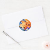 STICKER ROND FEUILLE D'AUTOMNE (Enveloppe)