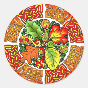 Sticker Rond Feuille d'automne celtique