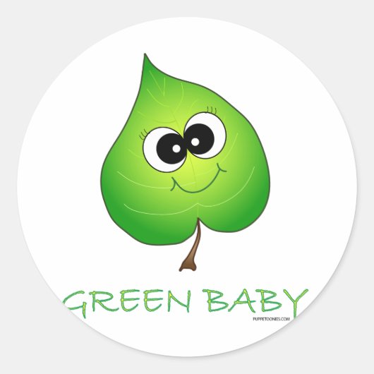 Sticker Rond Feuille de bébé verte (Devant)