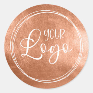 Sticker Rond Feuille de cuivre brun faux pour votre logo