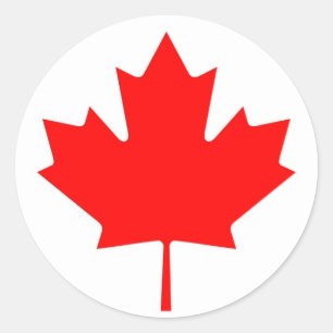 Sticker Rond Feuille de drapeau canadien