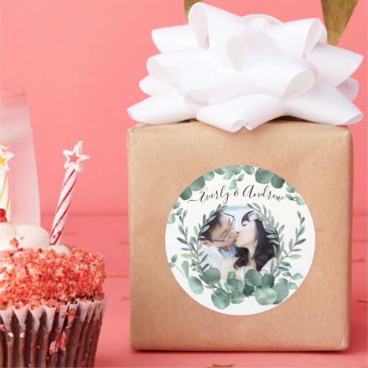 Sticker Rond Feuille de la couronne d'eucalyptus (Fête)