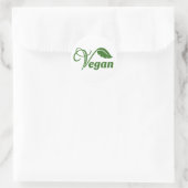 Sticker Rond Feuille de logo Vegan (Sac)
