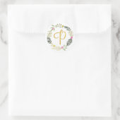 Sticker Rond Feuille de monogramme or P (Sac)