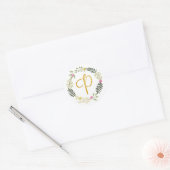 Sticker Rond Feuille de monogramme or P (Enveloppe)
