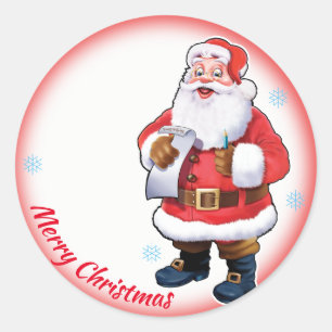 Sticker Rond Feuille de Noël Jolly Père Noël