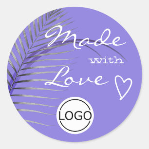 Sticker Rond Feuille de palmier Lilac faite avec Modèle de logo