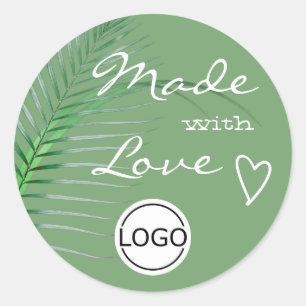 Sticker Rond Feuille de palmier vert faite avec Modèle de logo
