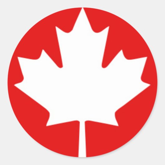 Sticker Rond Feuille d'érable blanche sur Arrière - plan rouge (Devant)