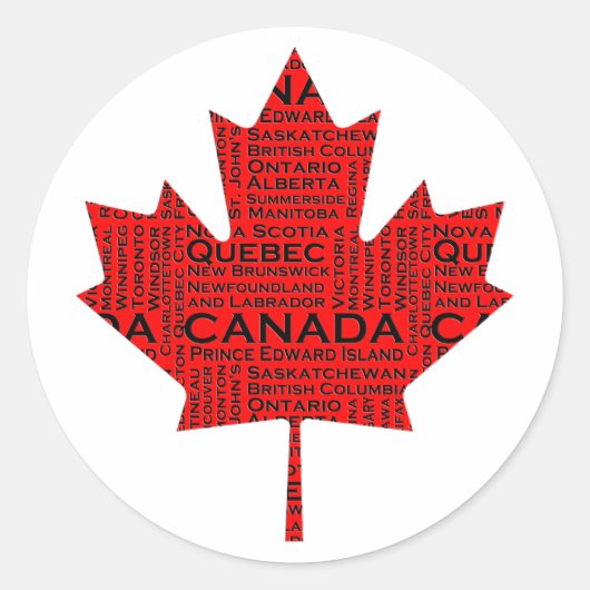 Sticker Rond Feuille d'érable canadienne avec texte (Devant)
