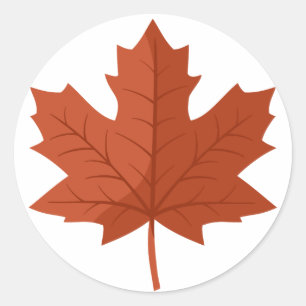 Sticker Rond Feuille d'érable canadienne Brown