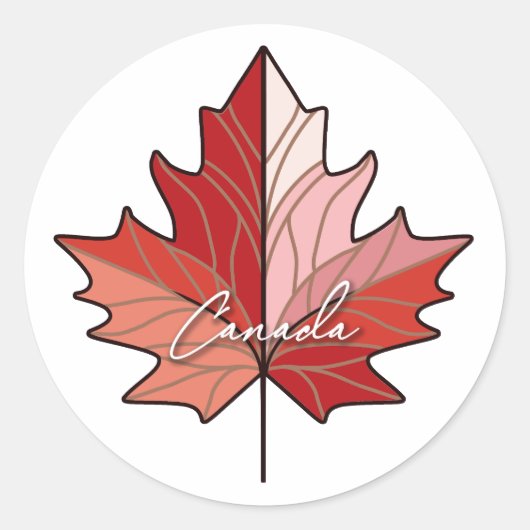 Sticker Rond Feuille d'érable canadienne contemporaine ID1071 (Devant)