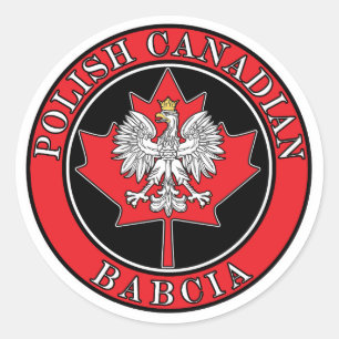Sticker Rond Feuille d'érable canadienne de Pologne Babcia