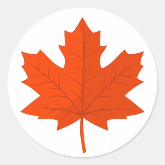 Sticker Rond Feuille d'érable canadienne orange (Devant)