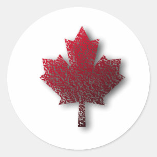 Sticker Rond Feuille d'érable canadienne rouge