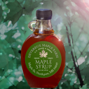 Sticker Rond Feuille d'érable en or au sirop d'érable sur Étiqu