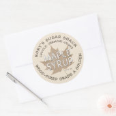 Sticker Rond Feuille d'érable Kraft texturée sur sirop d'érable (Enveloppe)