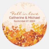 Sticker Rond Feuille d'érable Orange et Terracotta Mariage d'au (Devant)