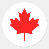 Sticker Rond Feuille d'érable rouge canadienne patriotique Fête (Devant)