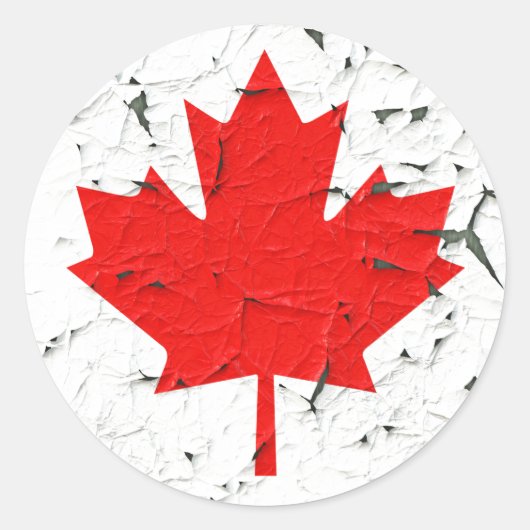 Sticker Rond Feuille d'érable rouge du Canada Peinture (Devant)