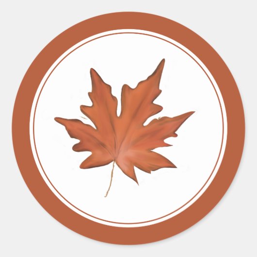 Sticker Rond Feuille d'érable rouge simple d'automne (Devant)