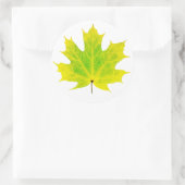 Sticker Rond Feuille d'érable vert jaune (Sac)