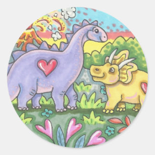 Sticker Rond Feuille D'ÉTIQUETTES DE DINOSAURES PRÉHISTORIQUES