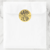 Sticker Rond Feuille d'Or Fêtes Paillettes Script Bonne Année (Sac)