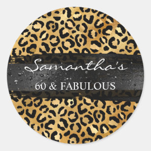 Sticker Rond Feuille d'or Léopard Noir Coup de Pinceau 60 & Fab
