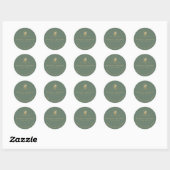 Sticker Rond Feuille d'or moderne Merci vert botanique minimal (Feuille)
