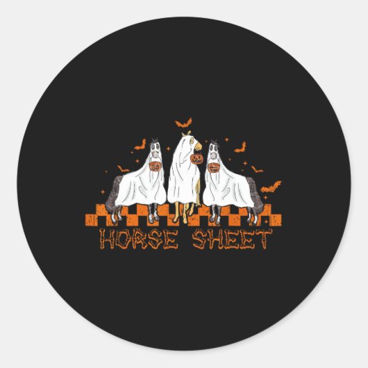 Sticker Rond Feuille Halloween Ghost Cheval Citrouille Costume  (Devant)