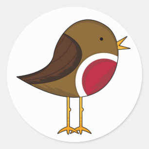 Sticker Rond Feuille mignonne d'autocollant de Robin