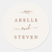 Sticker Rond Feuille minimale | Boho Crème Mariage Enveloppe Ph (Devant)