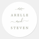 Sticker Rond Feuille minimale | Olive Green Mariage Enveloppe P (Devant)
