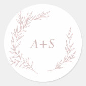 Sticker Rond Feuille minimale | Phoques d'enveloppe de monogram (Devant)