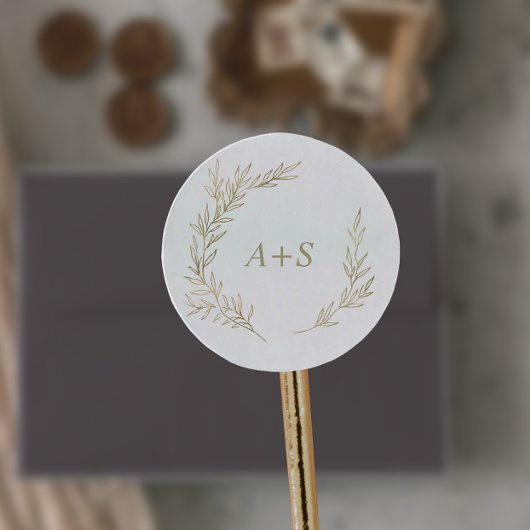 Sticker Rond Feuille minimale | Phoques d'enveloppe de monogram