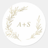 Sticker Rond Feuille minimale | Phoques d'enveloppe de monogram (Devant)