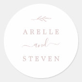 Sticker Rond Feuille minimale | Phoques d'enveloppe Mariage ros (Devant)