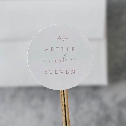 Sticker Rond Feuille minimale | Phoques d'enveloppe Mariage ros