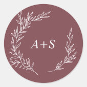 Sticker Rond Feuille minimale | Phoques d'enveloppes Monogramme (Devant)